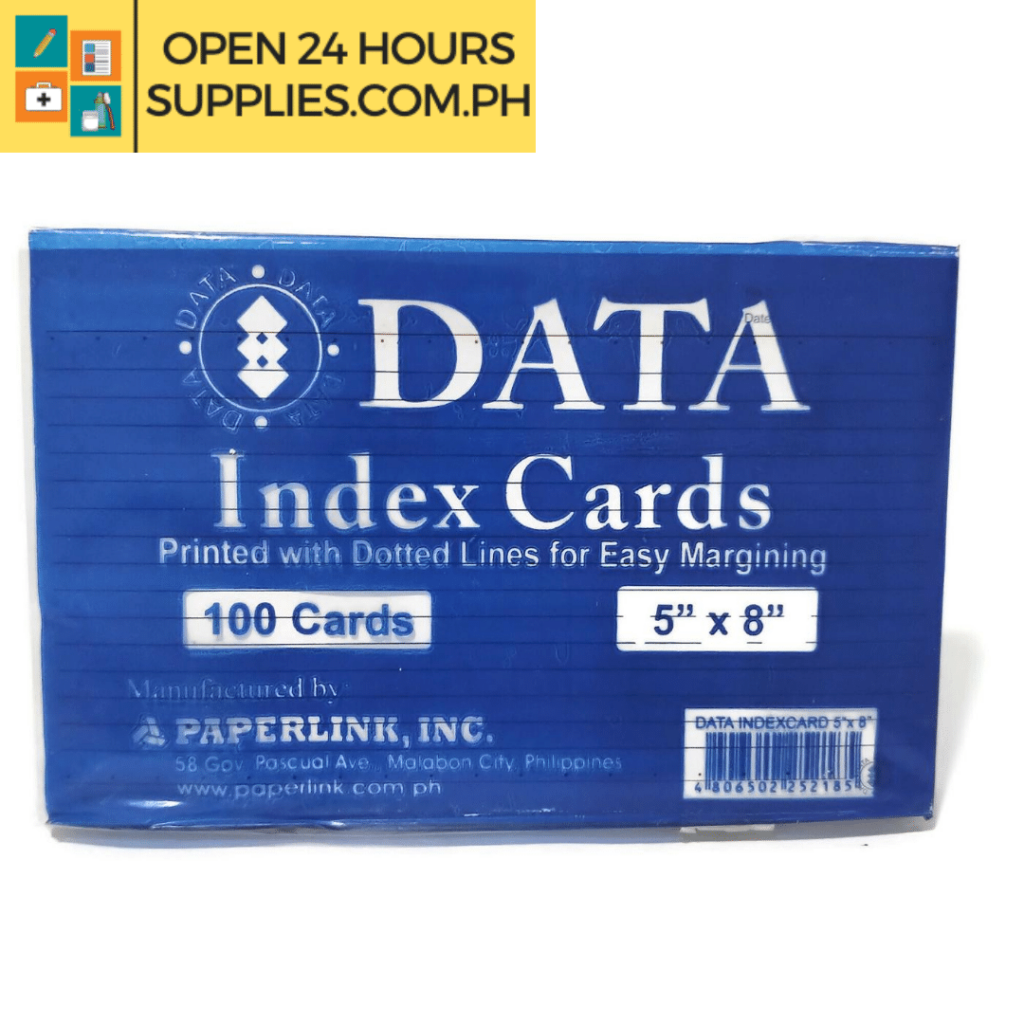 Index Card (Data) 5x8 inches 100 Sheets Supplies 24/7 Delivery