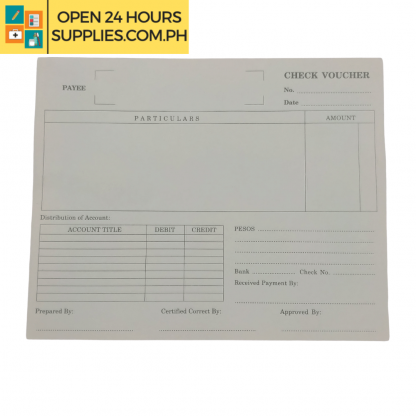 A photo of Check Voucher 8 x 6 Inch.