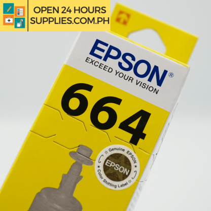 A close up photo of Epson 664 Ink (CIS) Yellow