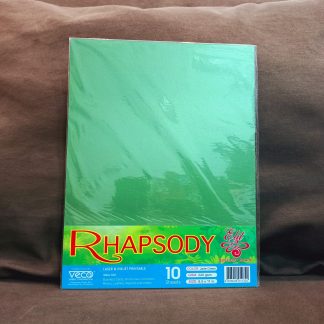 Specialty Paper (Elit) Rhapsody Specialty Board Size: (Short) 8.5 x 11 inches Thickness: 220 gsm Quantity: 10 Sheets Color: Jade Green