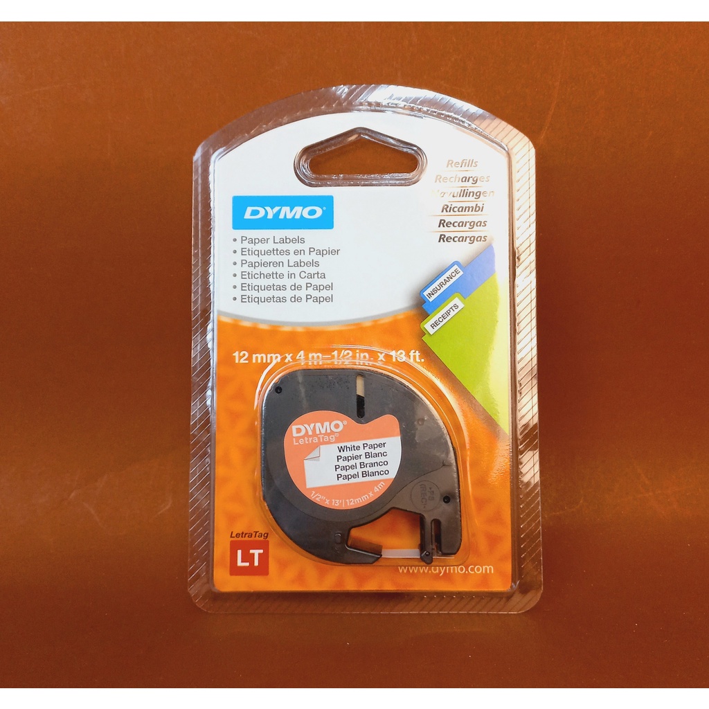 Tape Paper (Dymo) LetraTag 12mm x 4m-1/2inch x 13 ft 91200