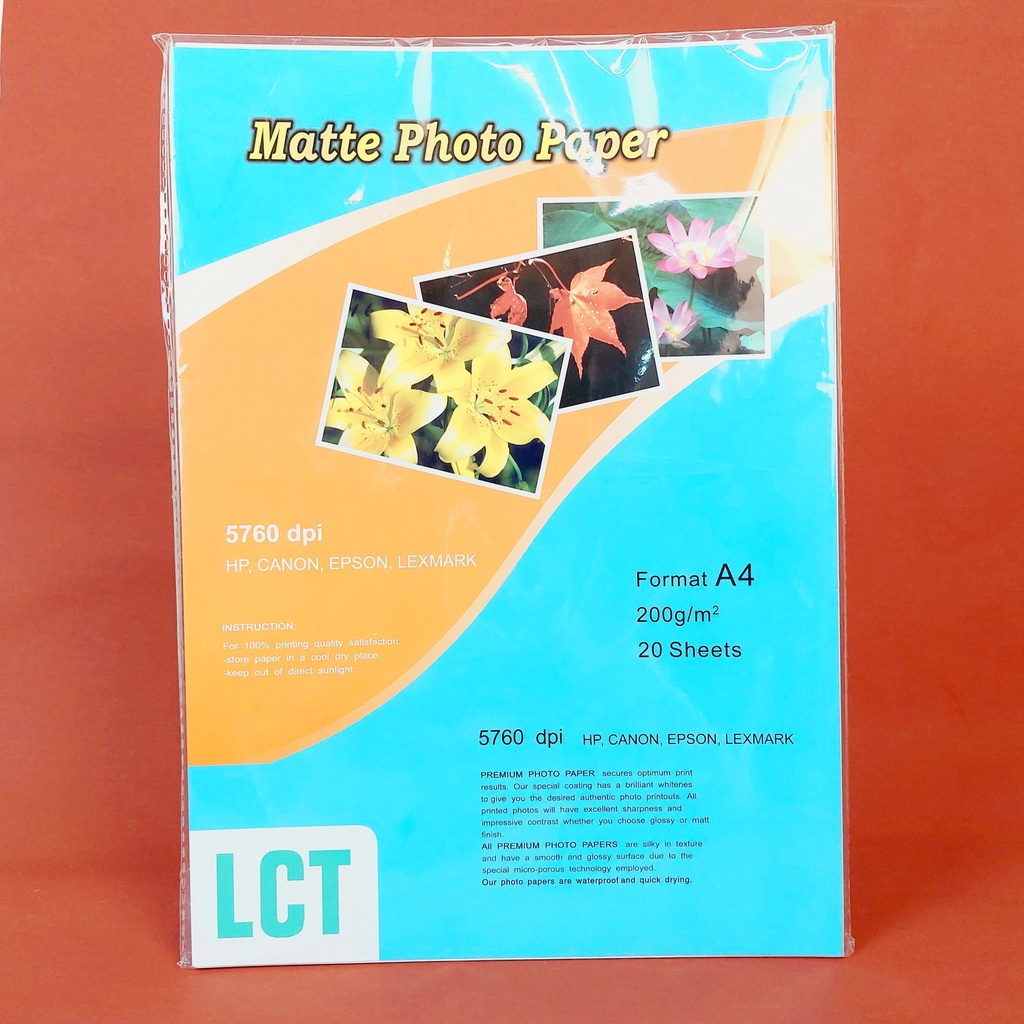 Photo Paper (LCT) Matte Photo Paper A4 200 gsm 20 sheets - Supplies 24/7  Delivery