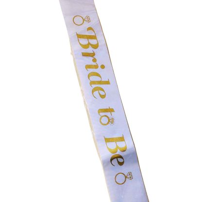 Bride to be Sash - Gold and White for wedding - Image 4