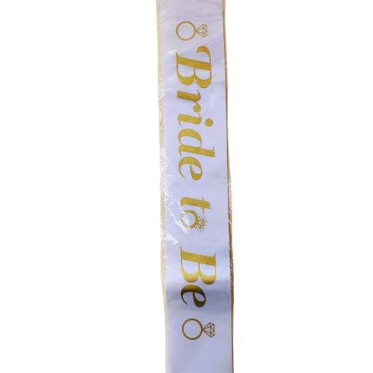 Bride to be Sash - Gold and White for wedding - Image 3