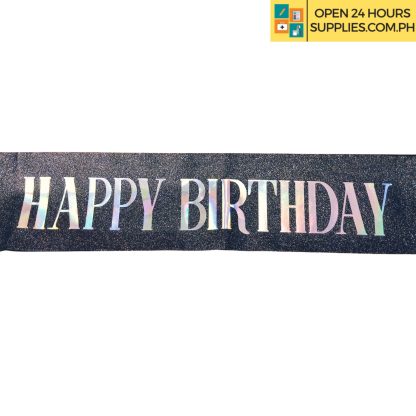 Happy Birthday Sash Glittery Black P-1234 - Image 3