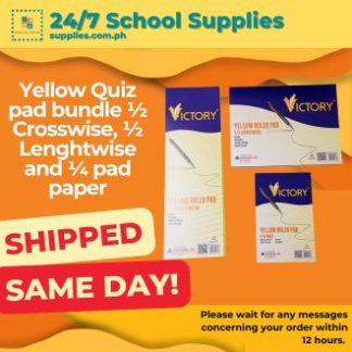 Victory Yellow Quiz pad bundle ½ Crosswise, ½ Lenghtwise and ¼ pad paper