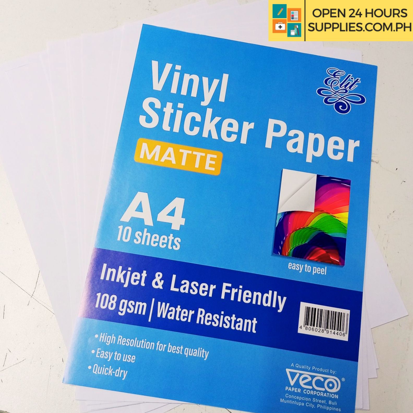 Elit Sticker Paper Vinyl A4 10s Matte Finish - Image 2