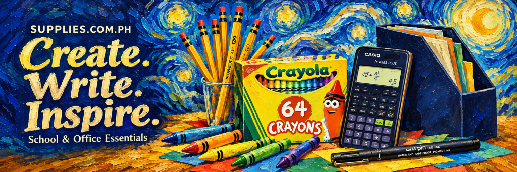 Van Gogh-inspired school supply still life
